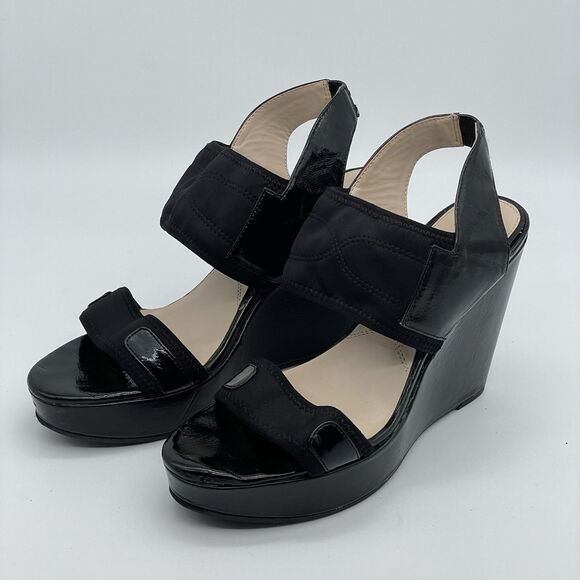 Adrienne Vittadini AV-CONCERTO Wedge Heels Women’s 8M Black Patent Sling Back - Picture 10 of 16